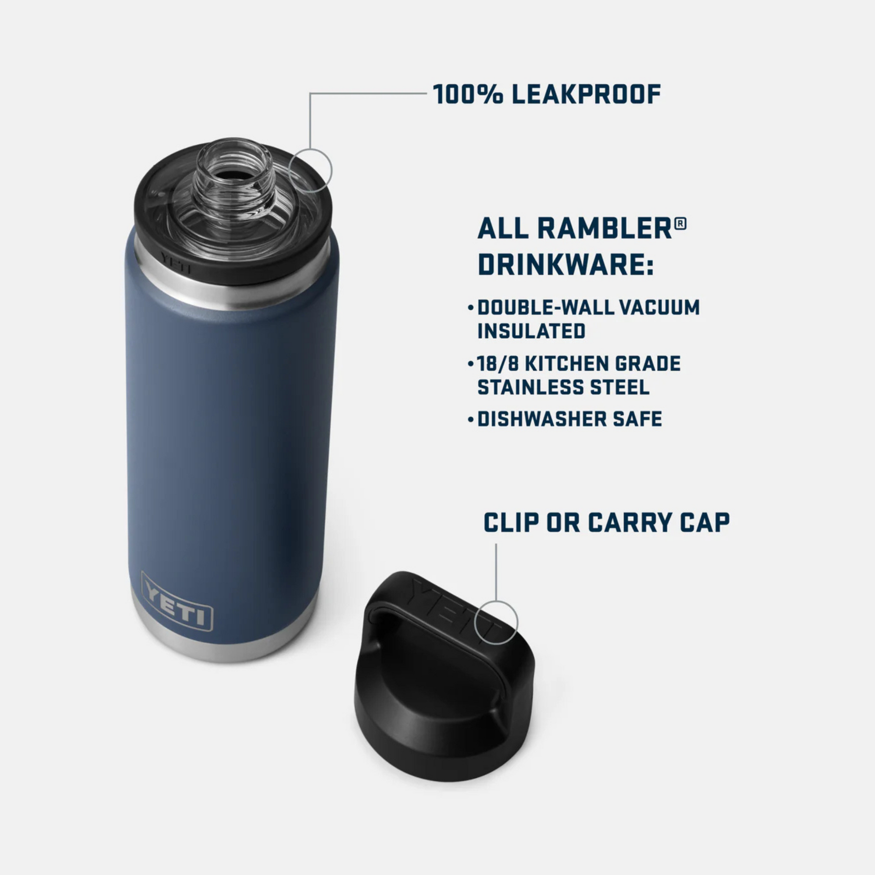 YETI Rambler 26 Oz Bottle in Black Forest Green (769 ml) with Chug Cap
