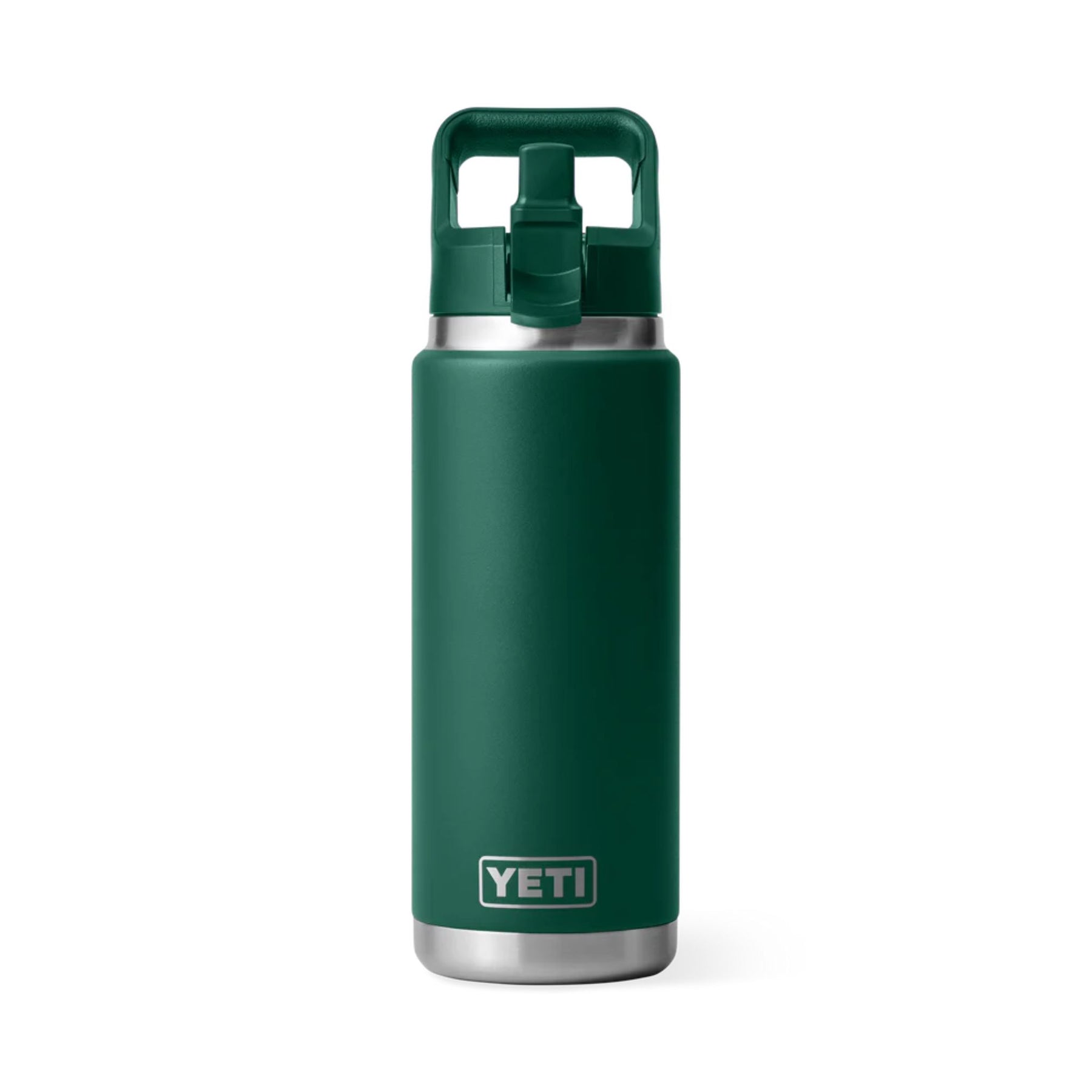 YETI Rambler 26 Oz Water Bottle in Black Forest Green (769ml) with Straw Cap