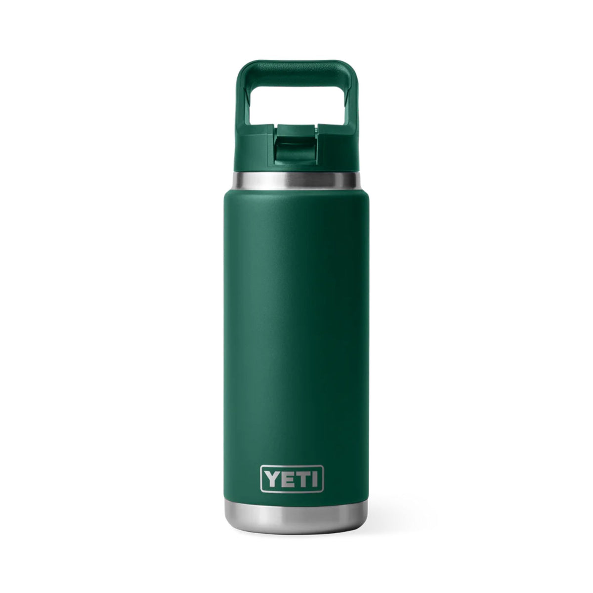 YETI Rambler 26 Oz Water Bottle in Black Forest Green (769ml) with Straw Cap