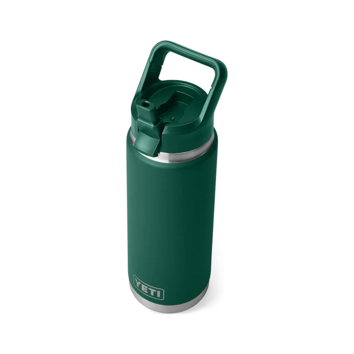 YETI Rambler 26 Oz Water Bottle in Black Forest Green (769ml) with Straw Cap