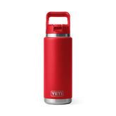 YETI Rambler 26 Oz Water Bottle in Rescue Red (769ml) with Straw Cap