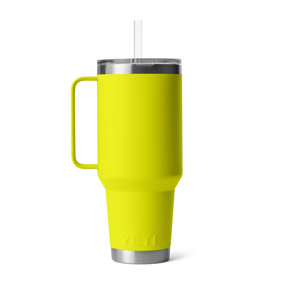YETI Rambler 42 Oz Straw Mug in Firefly Yellow (1242ml) with Straw Lid
