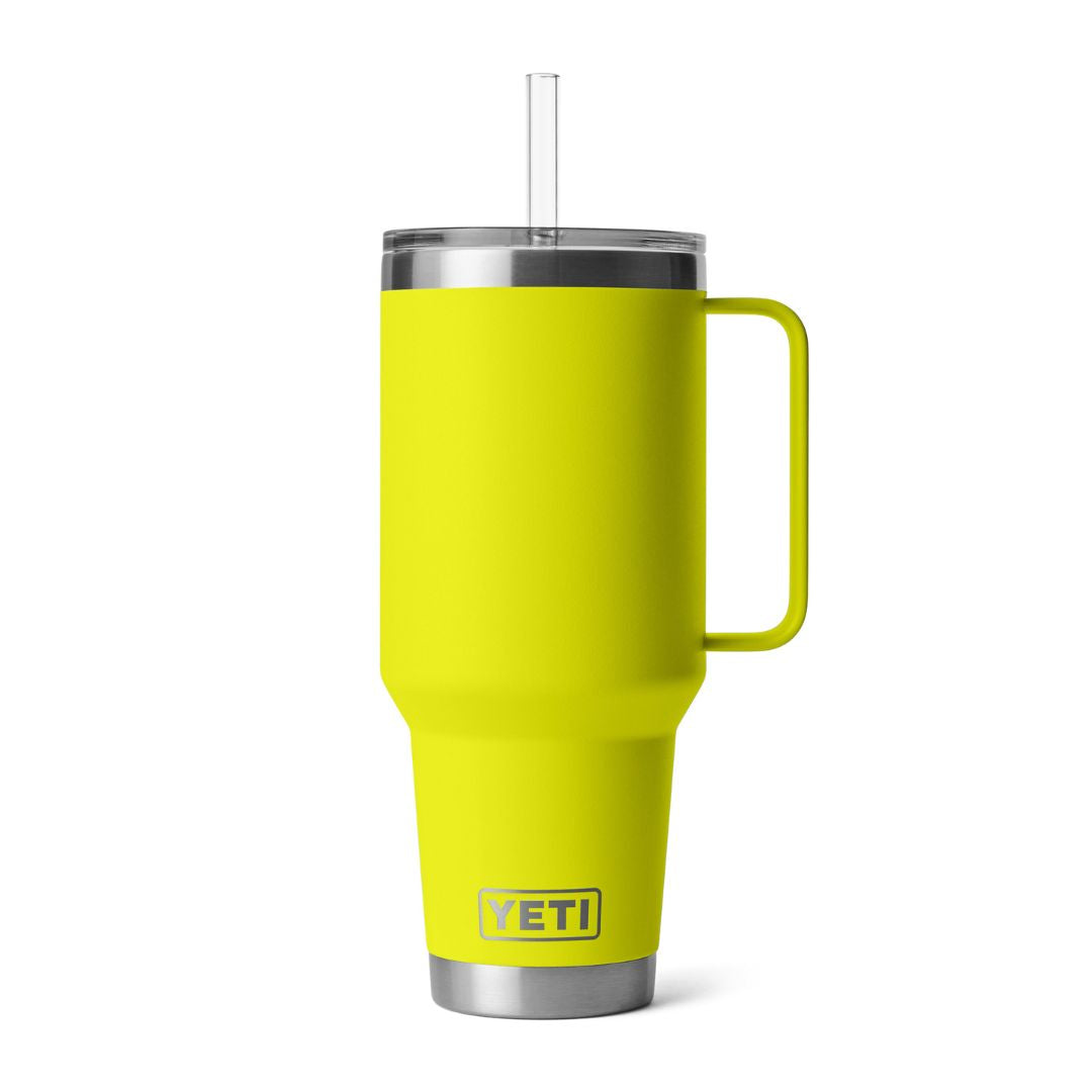 YETI Rambler 42 Oz Straw Mug in Firefly Yellow (1242ml) with Straw Lid