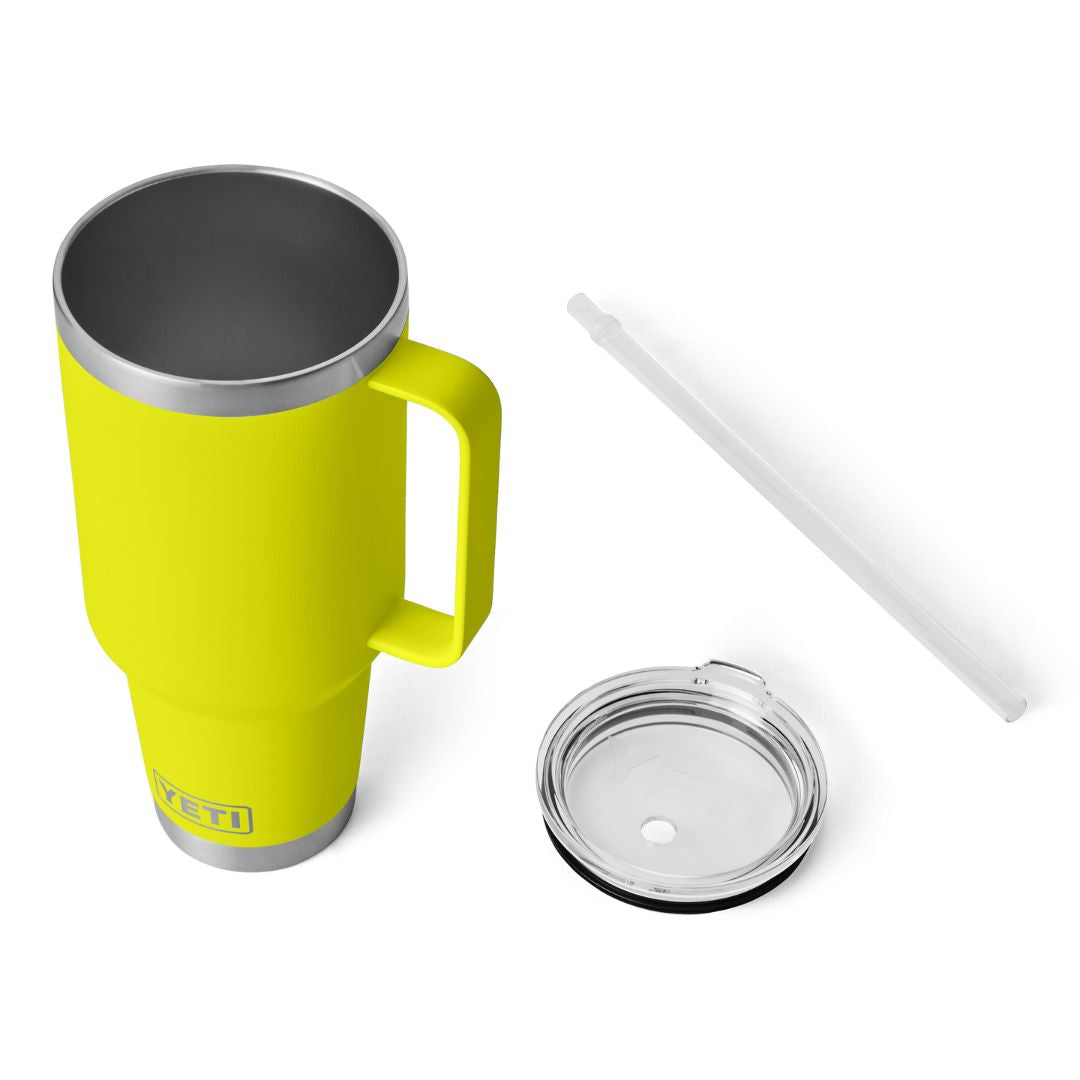 YETI Rambler 42 Oz Straw Mug in Firefly Yellow (1242ml) with Straw Lid