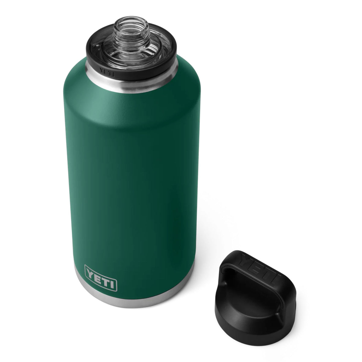 YETI Rambler 64 Oz Bottle in Black Forest Green (1.9 litres) with Chug Cap