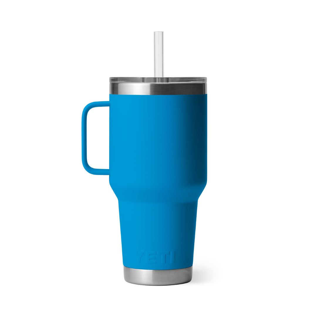 YETI Rambler 35 Oz Straw Mug in Big Wave Blue (994ml) with Straw Lid