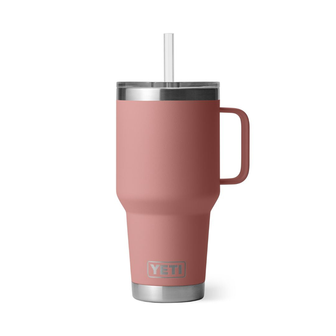 YETI Rambler 35 Oz Straw Mug in Sandstone Pink (994ml) with Straw Lid