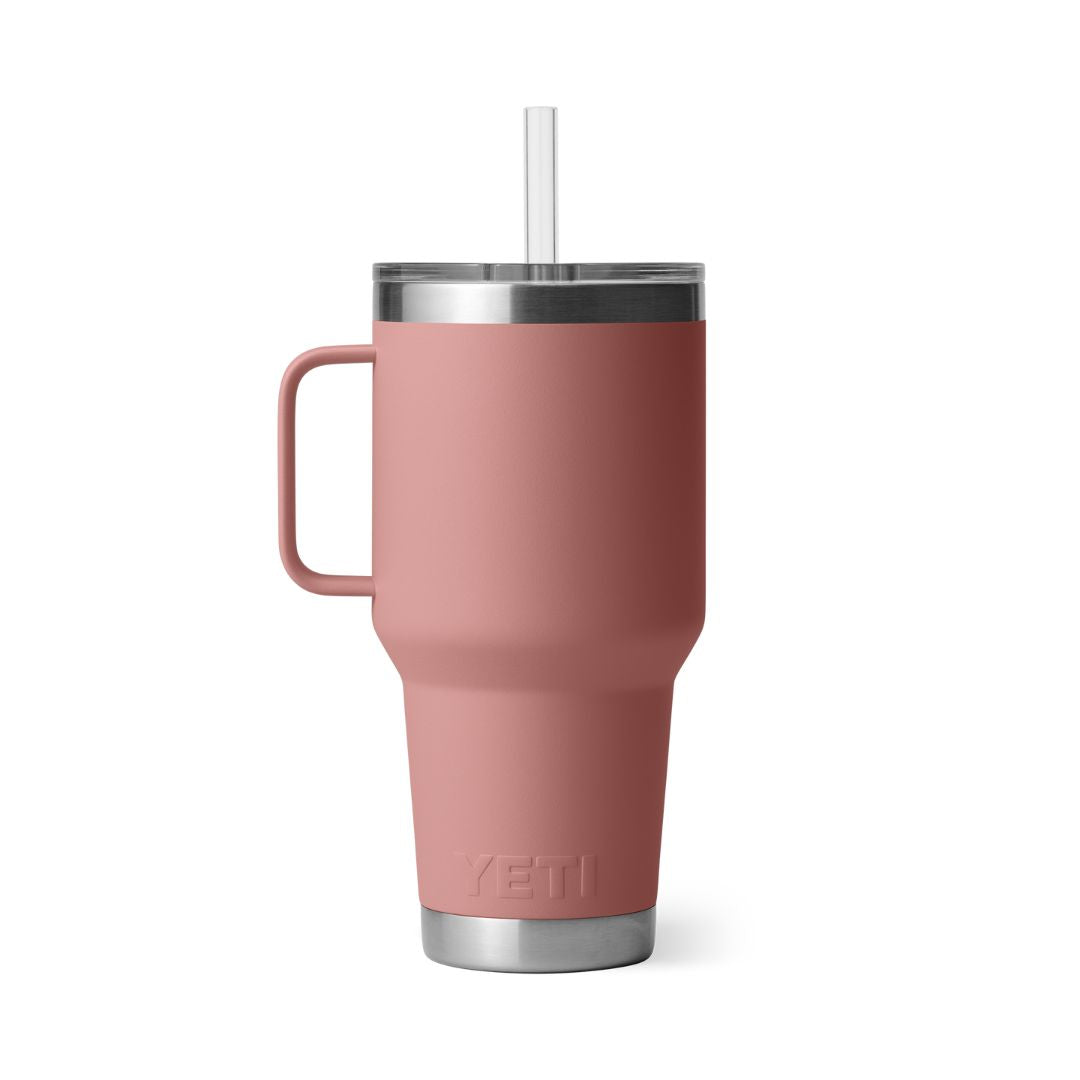 YETI Rambler 35 Oz Straw Mug in Sandstone Pink (994ml) with Straw Lid