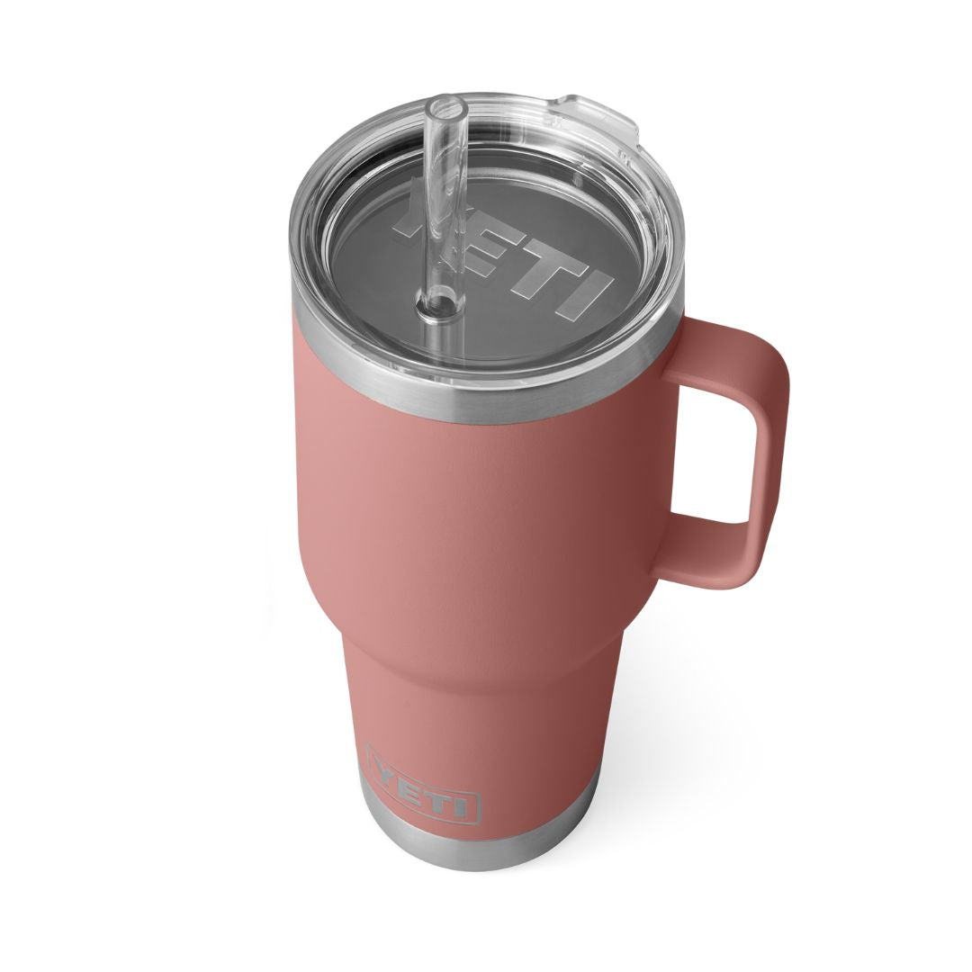 YETI Rambler 35 Oz Straw Mug in Sandstone Pink (994ml) with Straw Lid