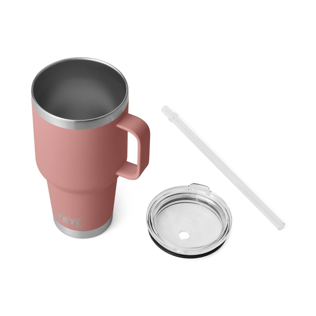 YETI Rambler 35 Oz Straw Mug in Sandstone Pink (994ml) with Straw Lid