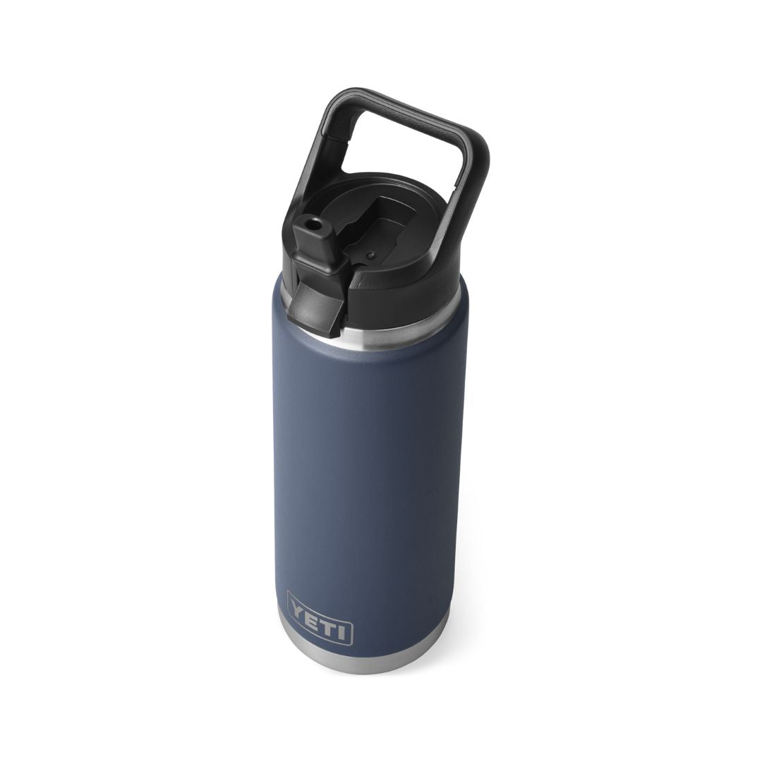 YETI Rambler 26 Oz Bottle in Navy (739ml) with Straw Cap