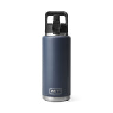 YETI Rambler 26 Oz Bottle in Navy (739ml) with Straw Cap