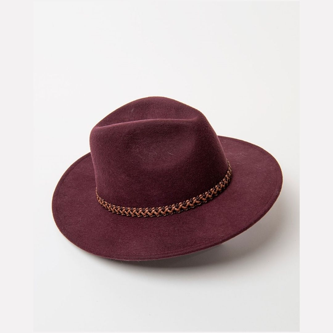 Surkana Fedora Hat in Maroon