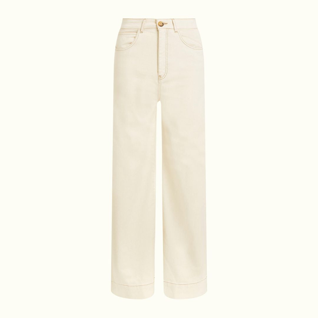 King Louie Women's Marcie Pants Safari Denim in Ivory