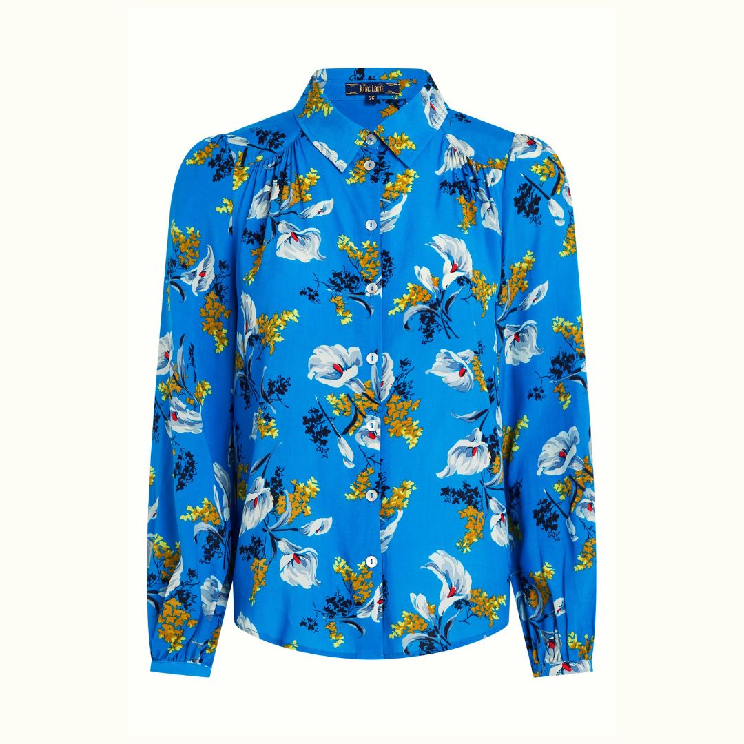 King Louie Women's Carina Blouse Cubanelle in Madeira Blue