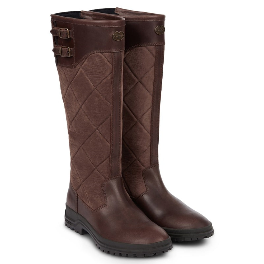 Le Chameau Women's Jameson Quilted Leather Wellington Boots in Caramel