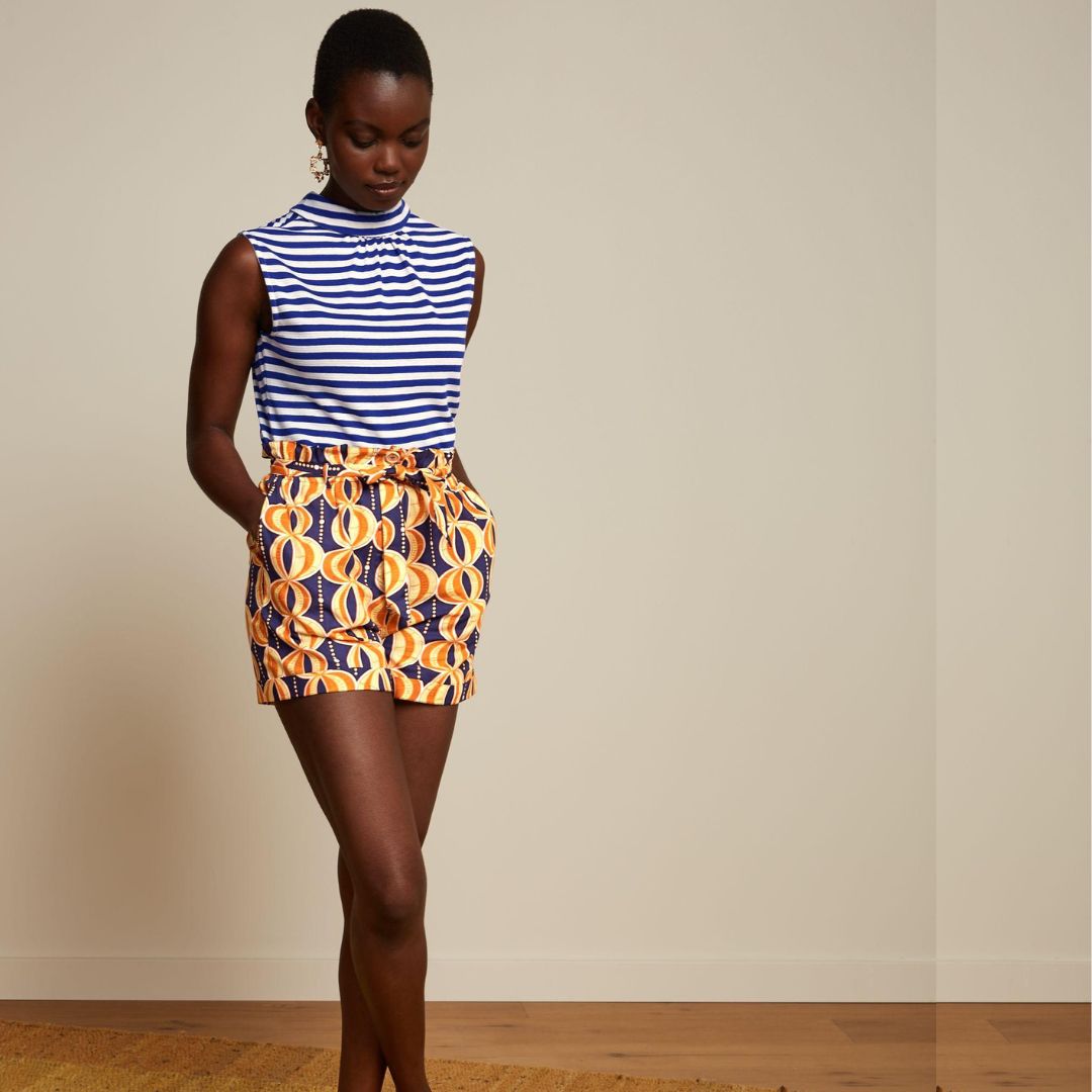 King Louie Women's Dita Top Chopito Stripe in Deep Blue