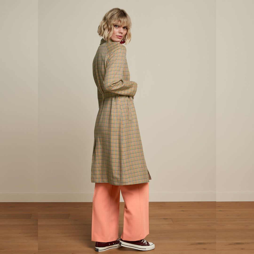 King Louie Women's Rachel Coat Siren Check in Sand