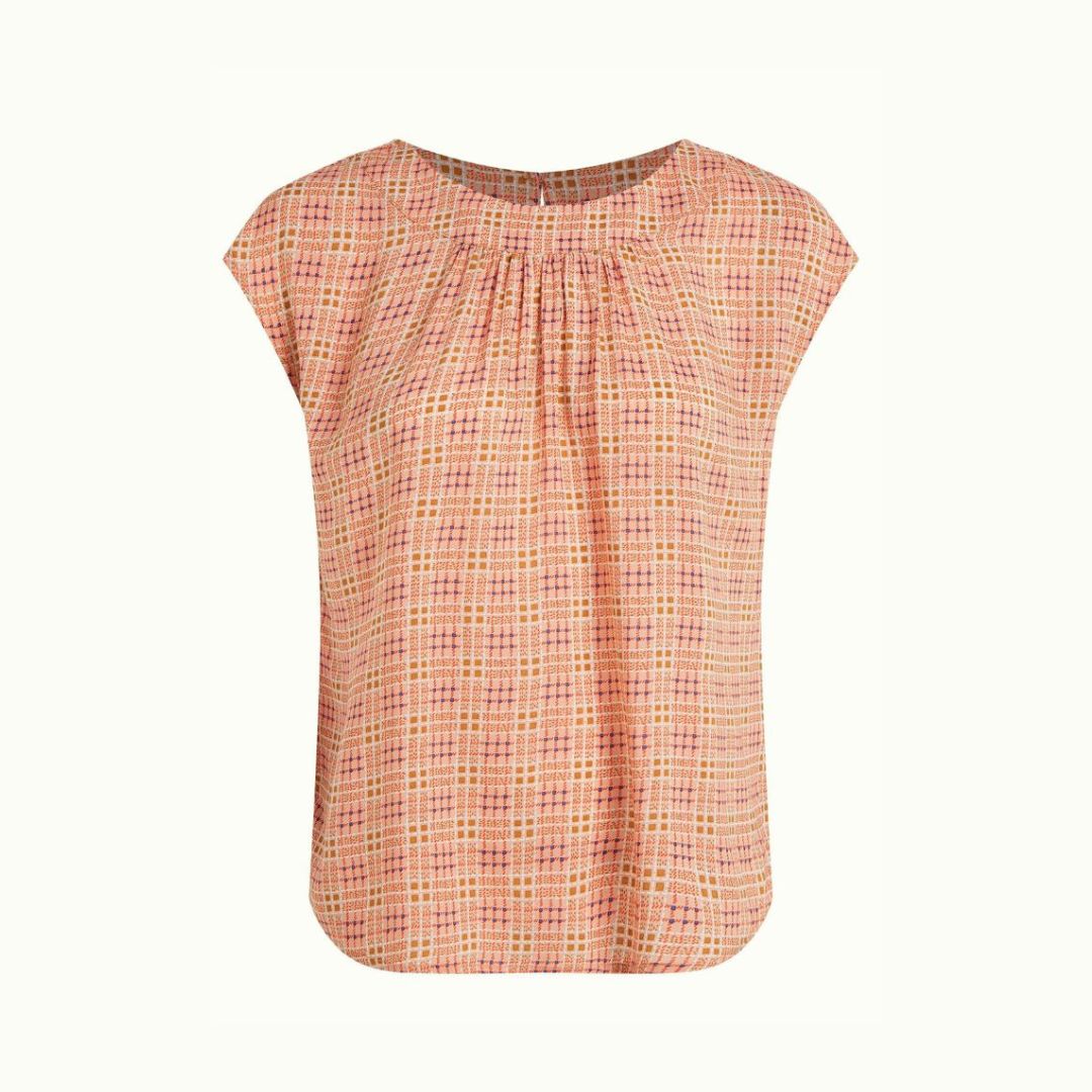 King Louie Women's Shirley Top Sapeuse Check in Creampuff