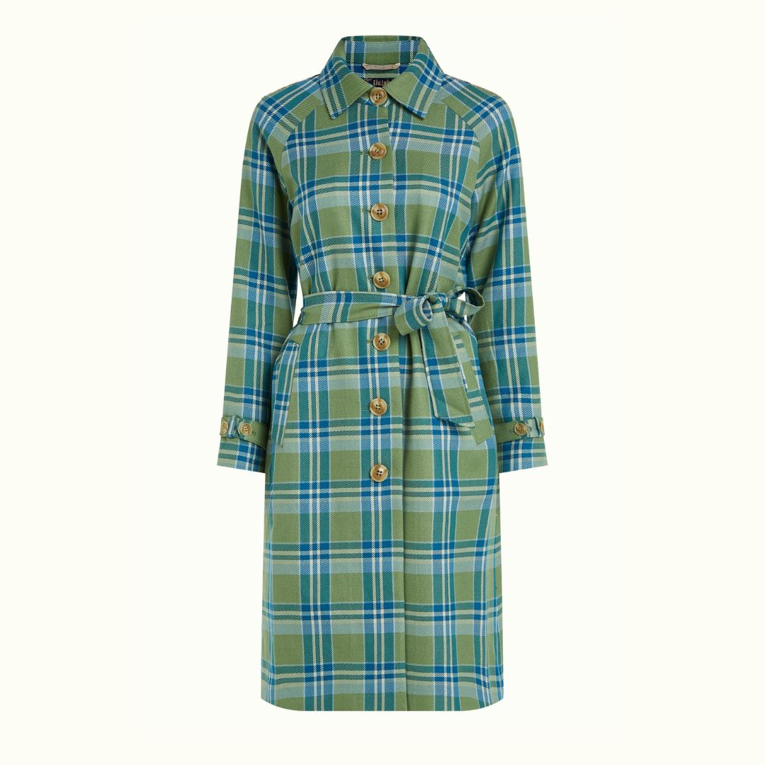 King Louie Women's Lizzie Coat Nomad Check in Jade Green