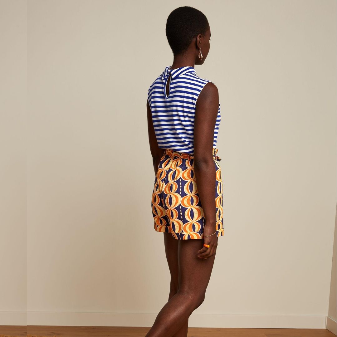 King Louie Women's Dita Top Chopito Stripe in Deep Blue