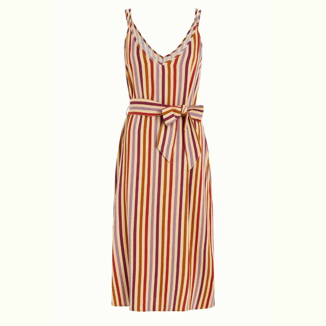 King Louie Women's Nadya Dress Cassava Stripe in Marzipan