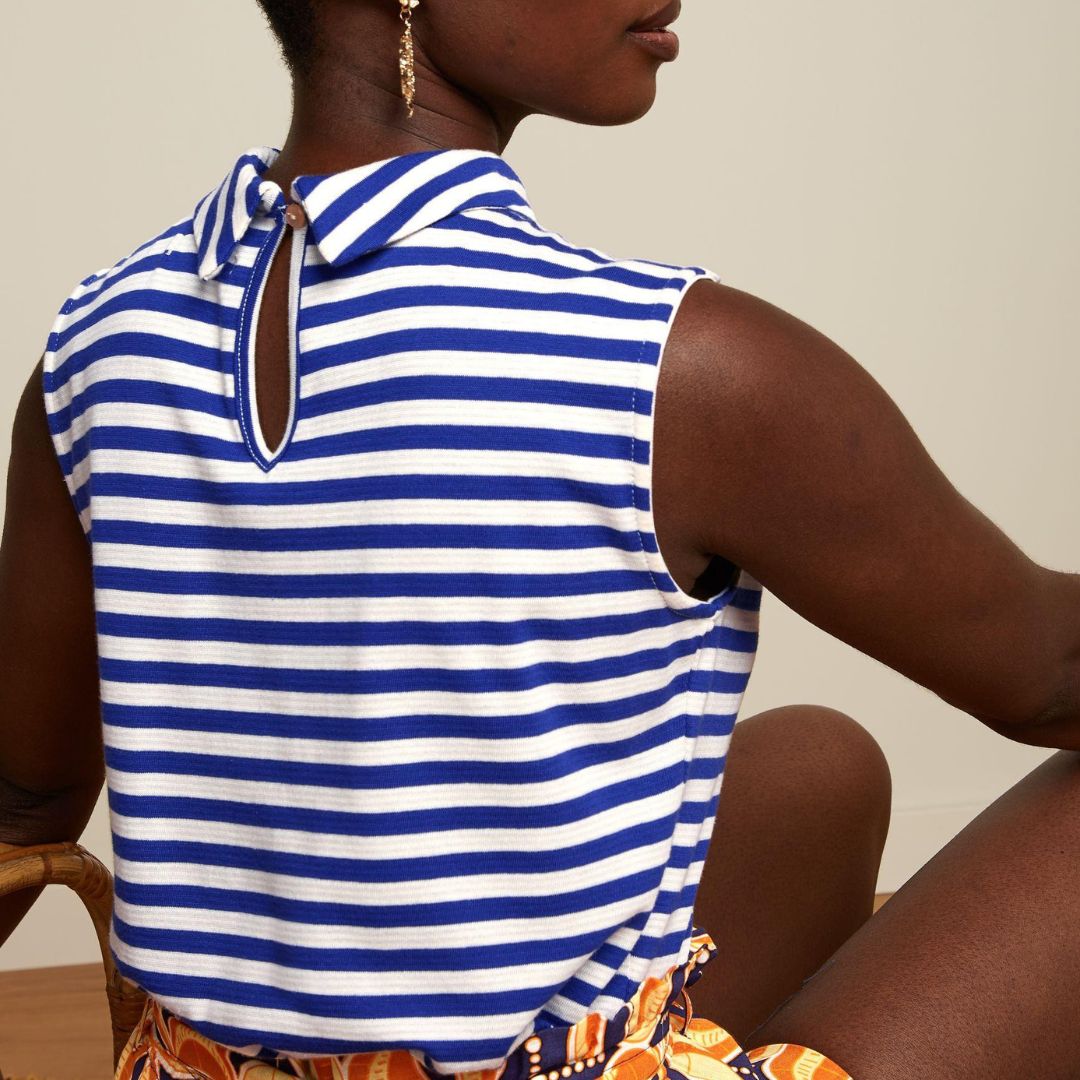 King Louie Women's Dita Top Chopito Stripe in Deep Blue