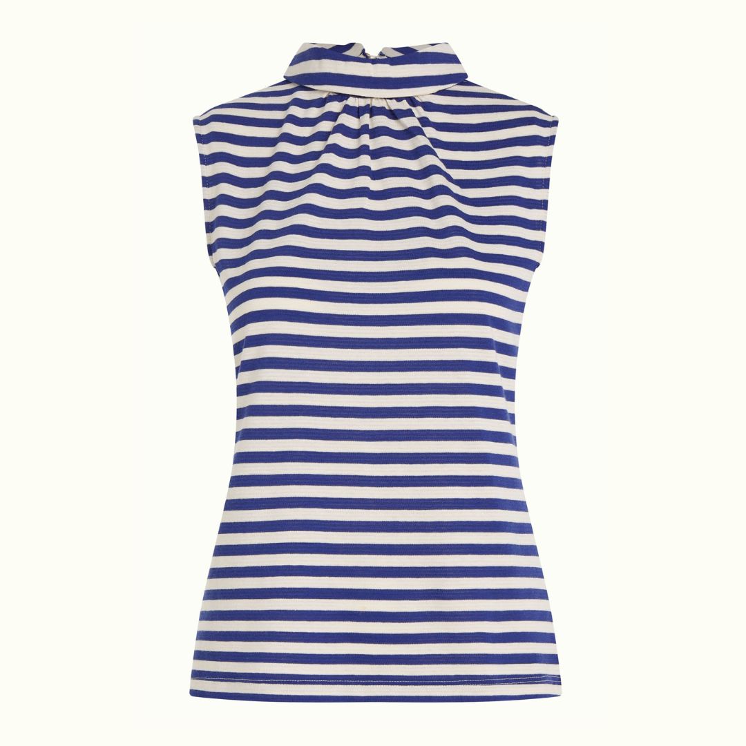 King Louie Women's Dita Top Chopito Stripe in Deep Blue