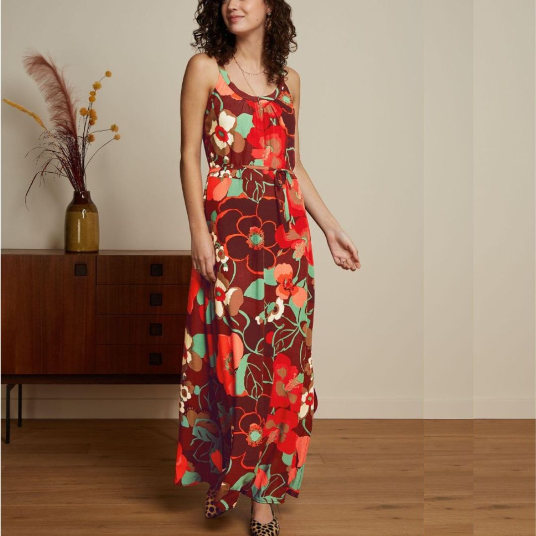 King Louie Women's Allison Maxi Dress La Monia in Pecan Brown