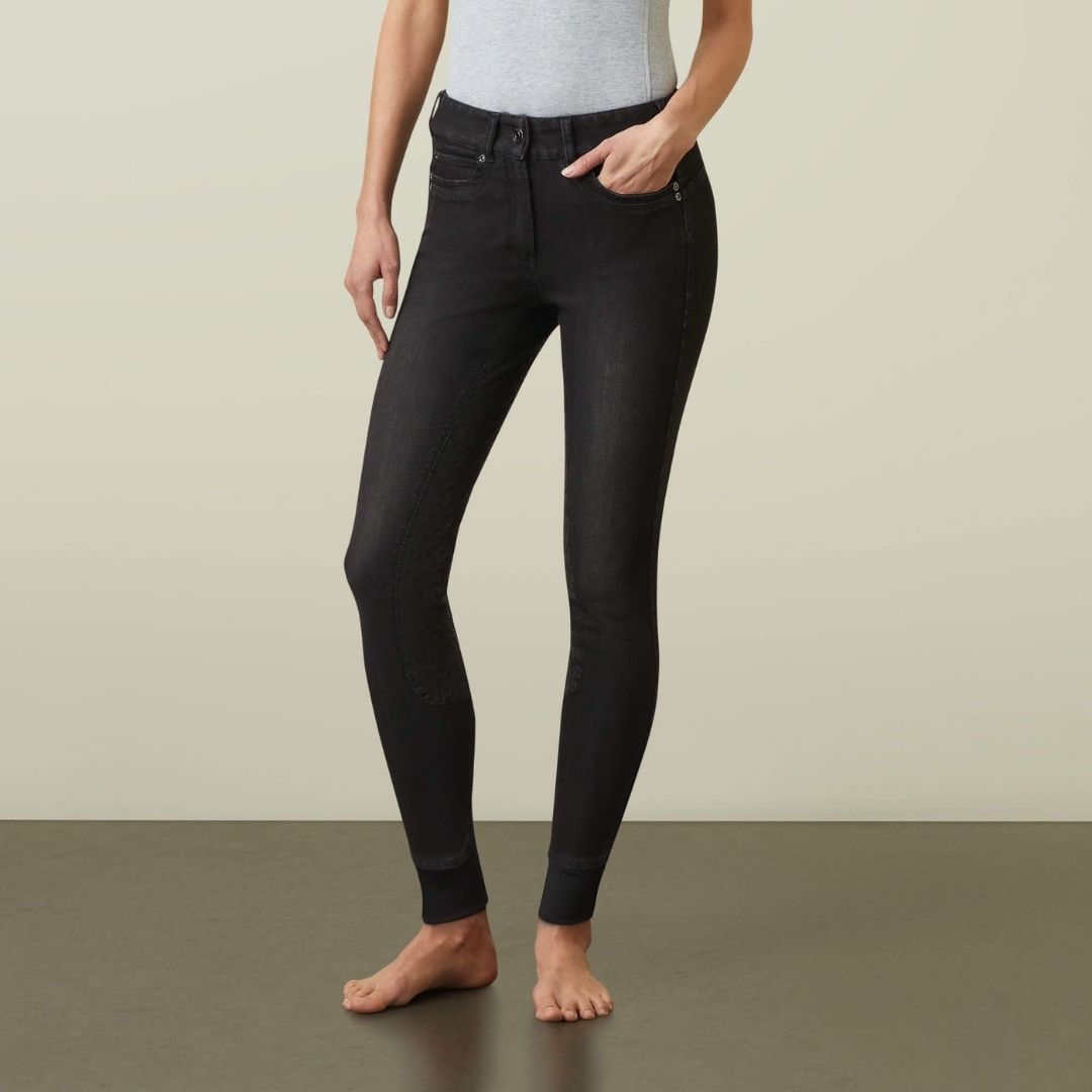 Ariat Women's Halo Denim Full Seat Breeches in Black Rinse