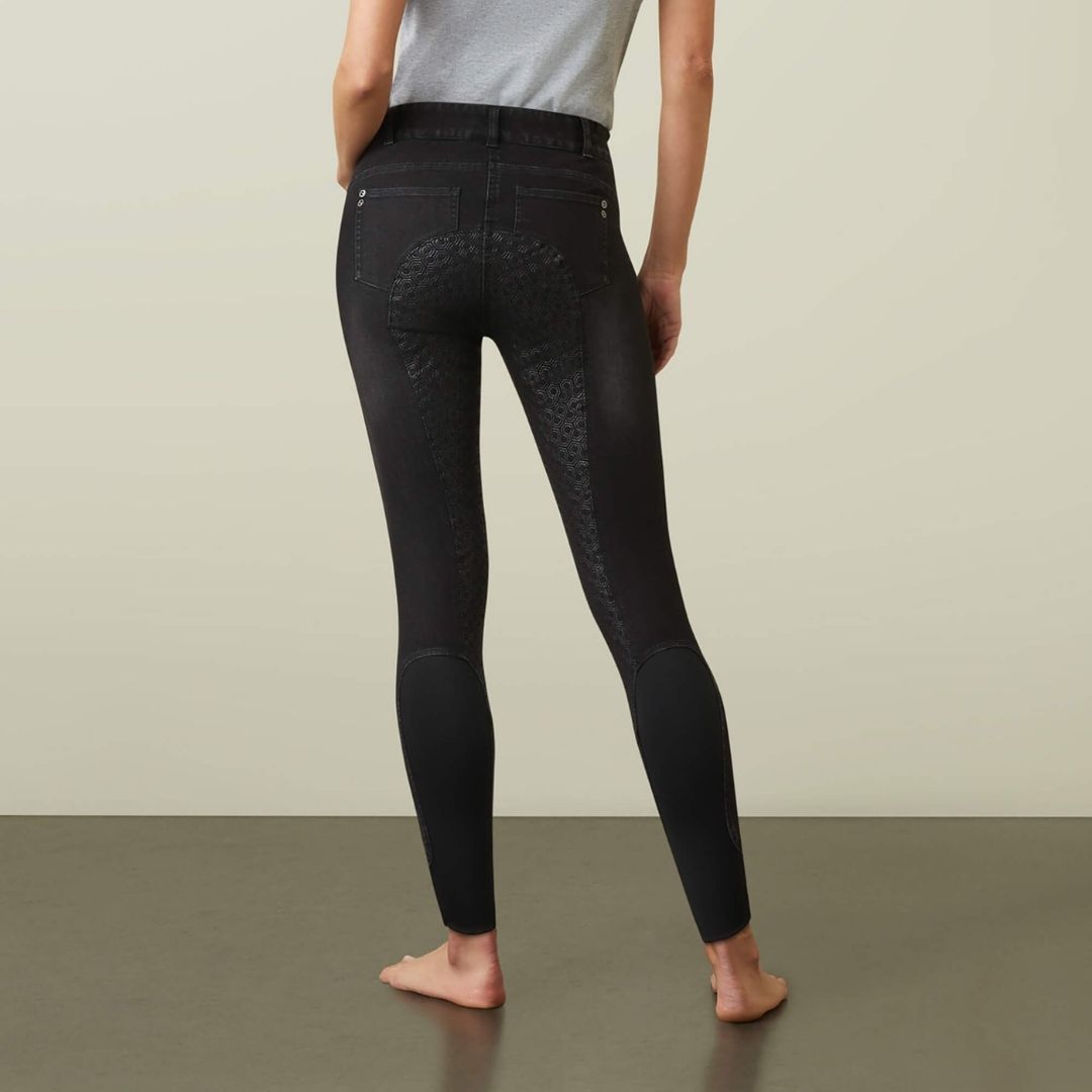 Ariat Women's Halo Denim Full Seat Breeches in Black Rinse