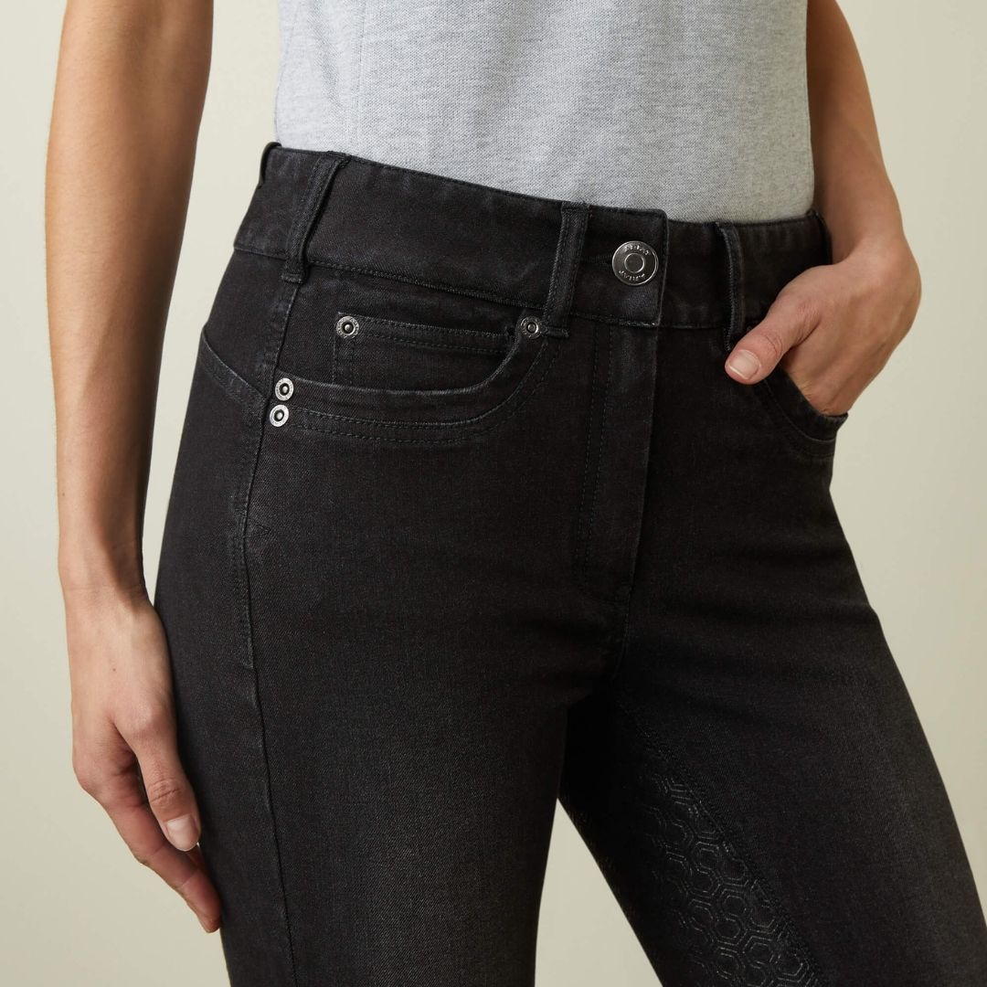Ariat Women's Halo Denim Full Seat Breeches in Black Rinse