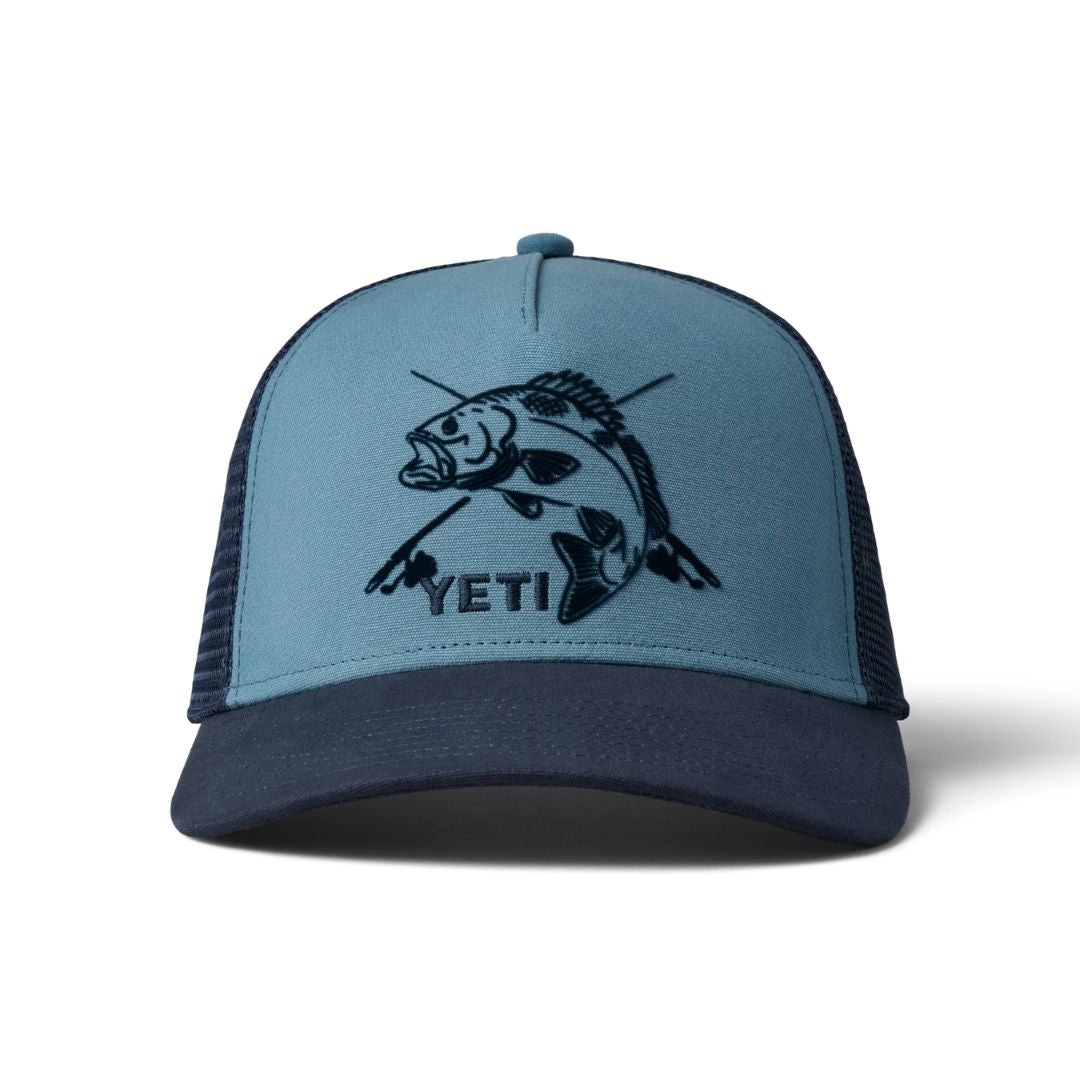 Yeti Coolers Trucker Hat Cap Blue White Snapback Adjustable Mesh Back  Fishing