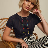 King Louie Women's Boatneck Top Orchid in Black