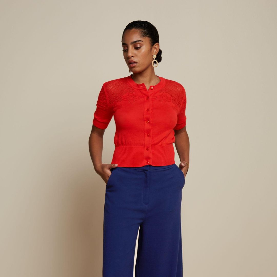 King Louie Women's Cardi Yoke Bonet in Red