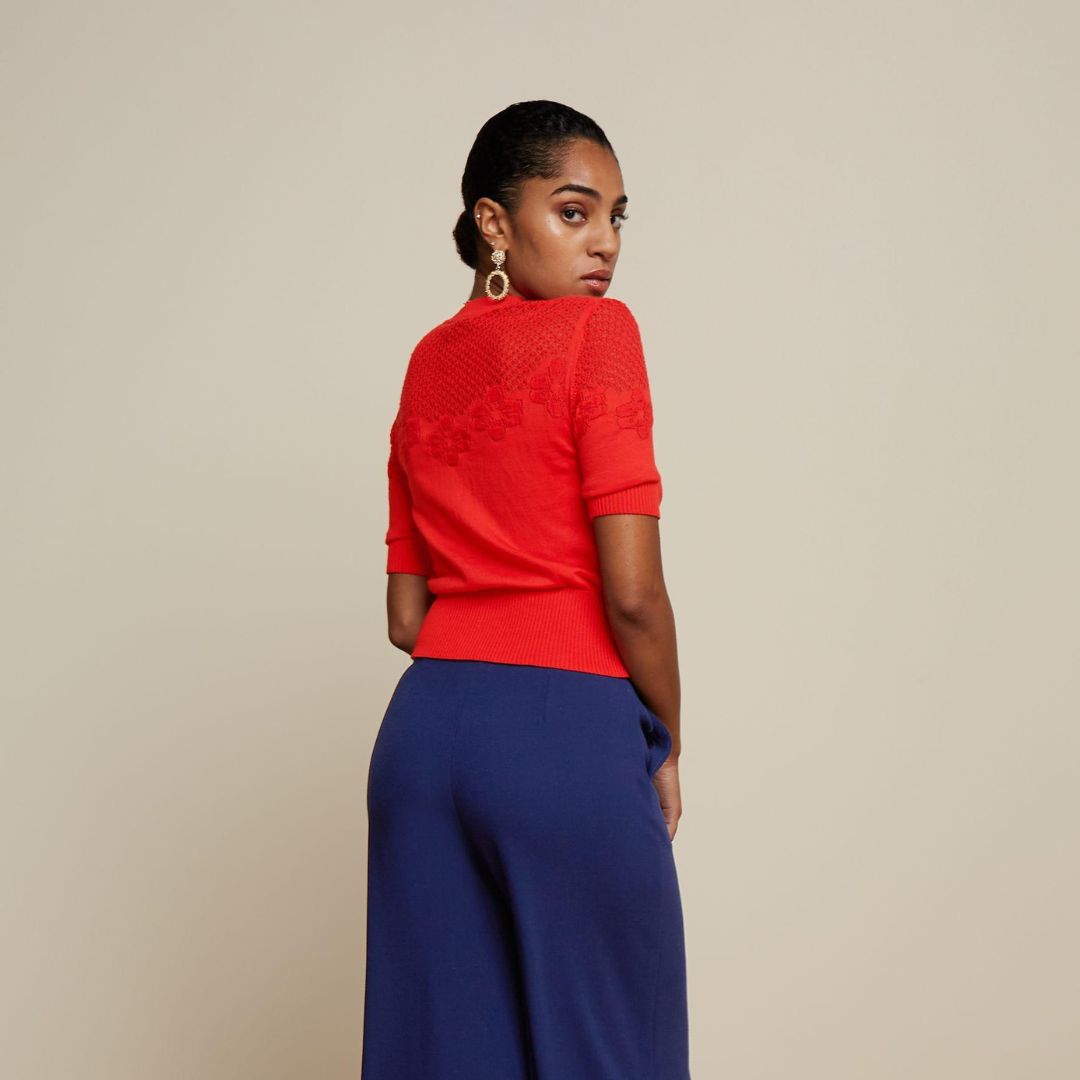 King Louie Women's Cardi Yoke Bonet in Red