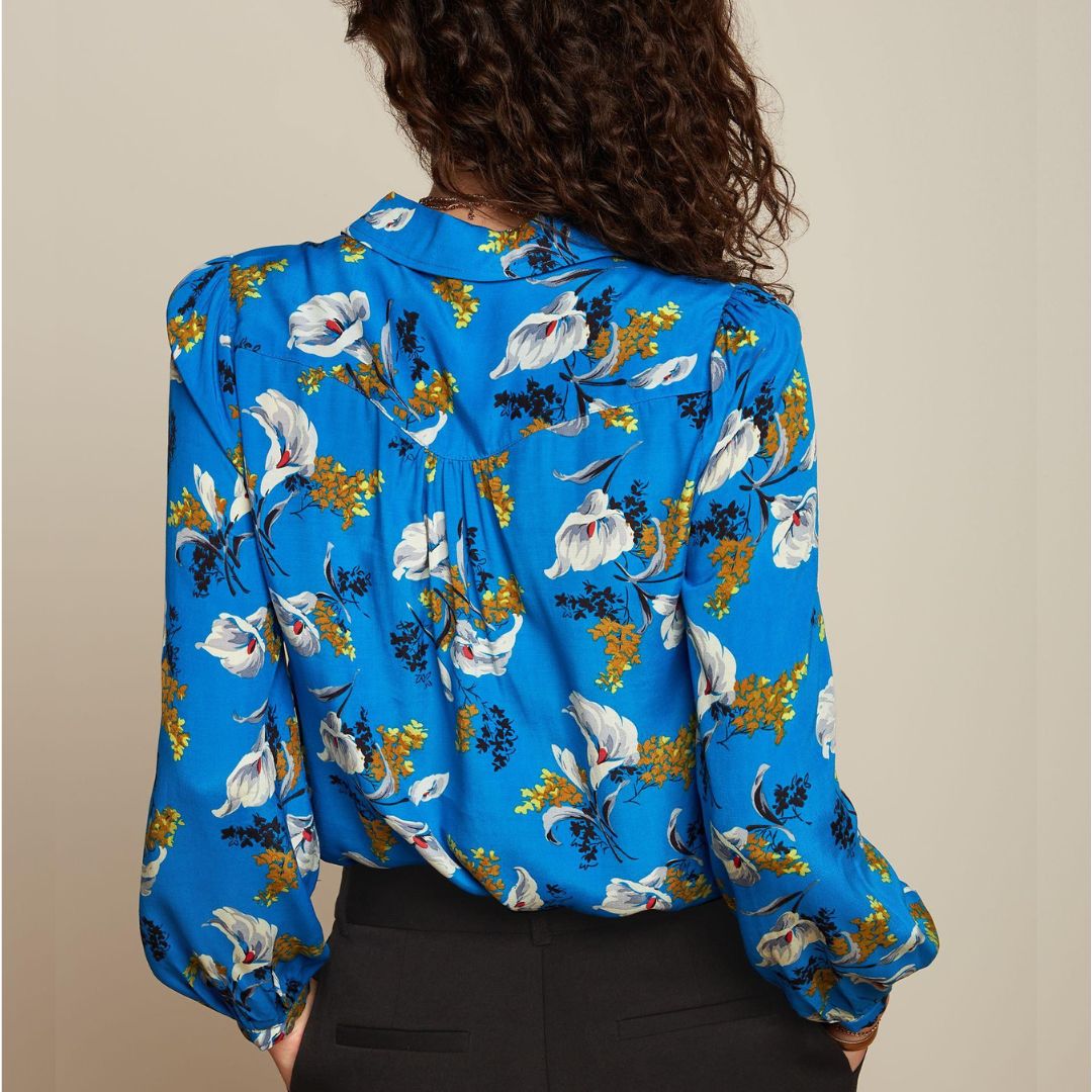 King Louie Women's Carina Blouse Cubanelle in Madeira Blue