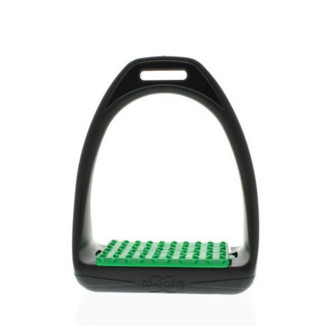 Celtic Equine Breeze Up Reflex Stirrup Black with Green Tread