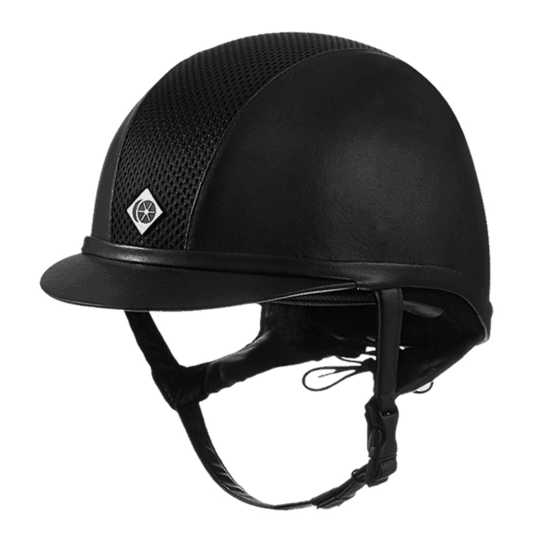 Charles Owen Ayr8 Leather Look Plus Riding Helmet in Black