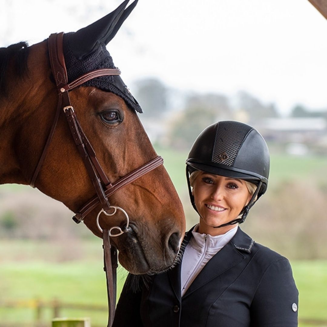 Charles Owen Ayr8 Leather Look Plus Riding Helmet in Black