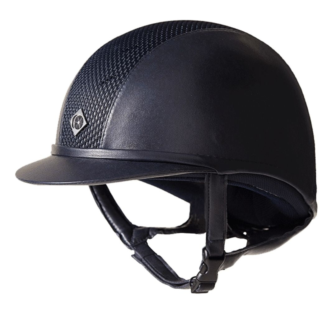 Charles Owen Ayr8 Leather Look Plus Riding Helmet in Navy