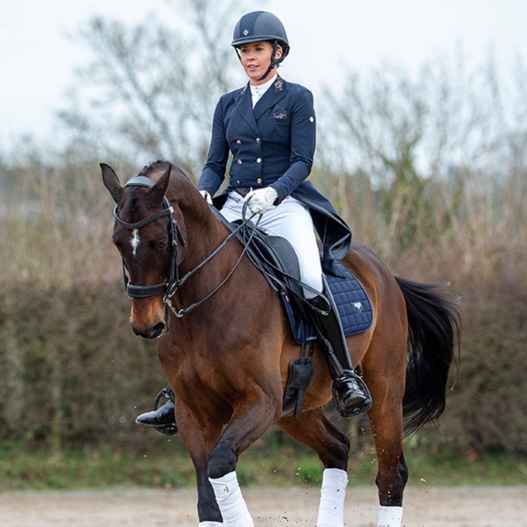 Charles Owen Ayr8 Leather Look Plus Riding Helmet in Navy