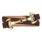 Dimacci Ascot Horse Bit Bracelet in Mocha & Gold