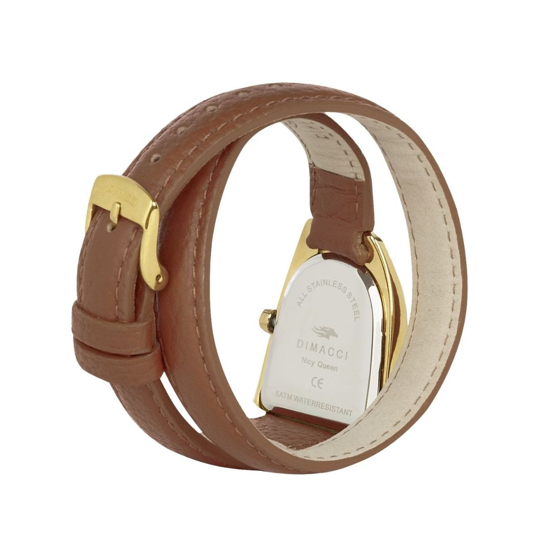 Dimacci Nicy Queen Watch in Cognac & Gold with Swarovski Crystals