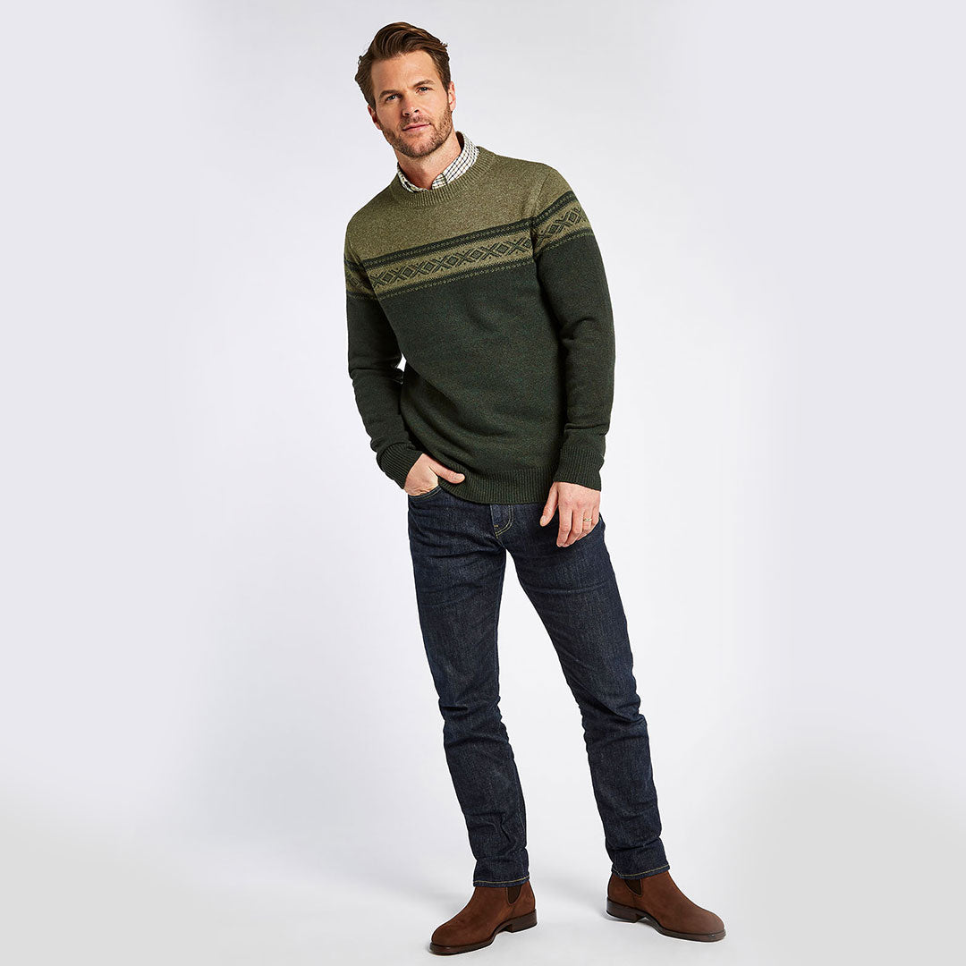 Dubarry Men's Longley Crew Neck Jumper in Olive