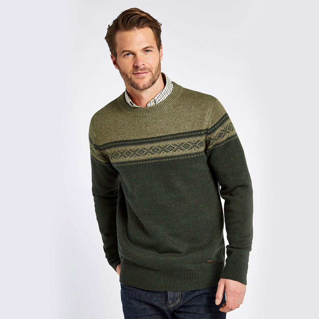 Dubarry Men's Longley Crew Neck Jumper in Olive