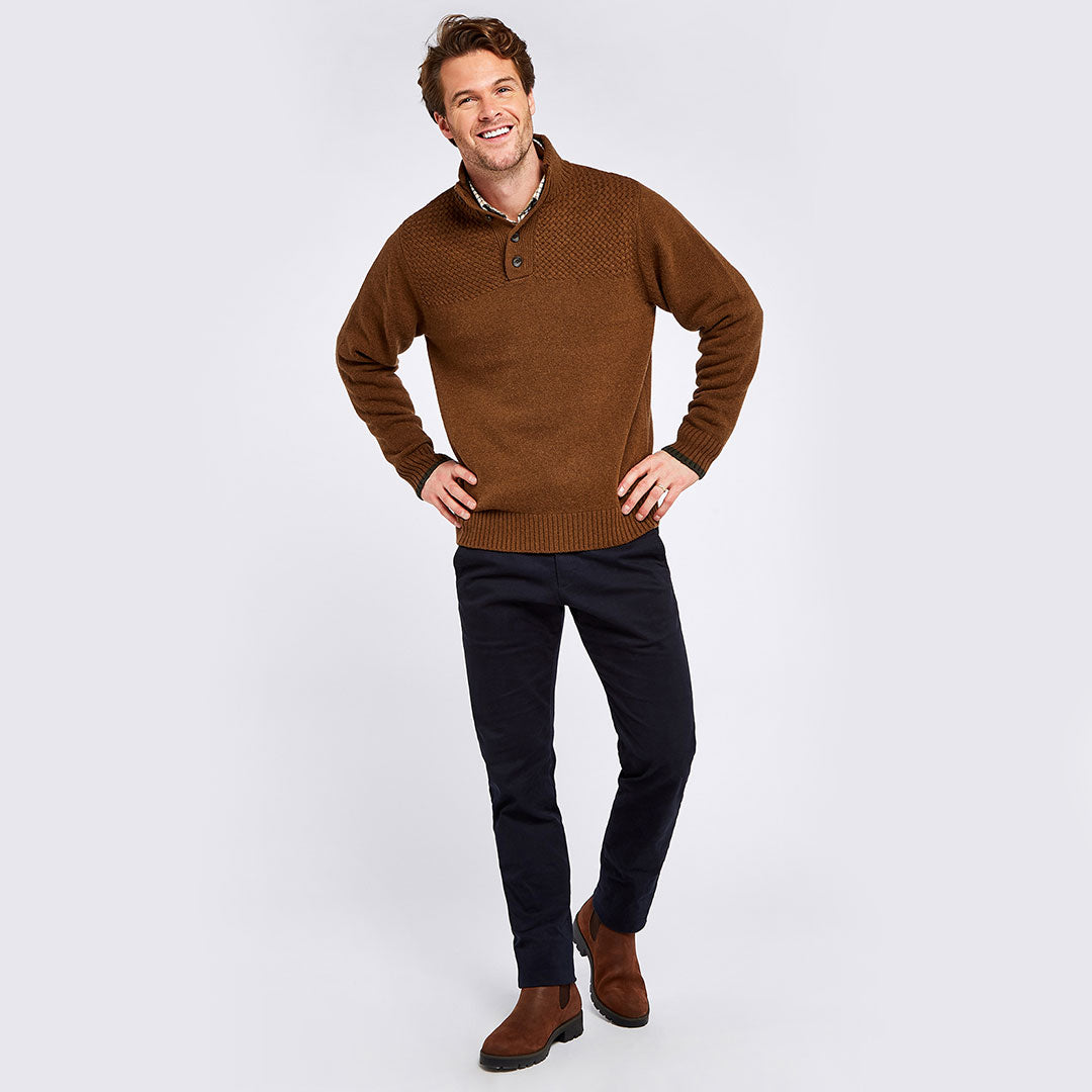 Dubarry Men's Roundwood Knitted Jumper in Nutmeg