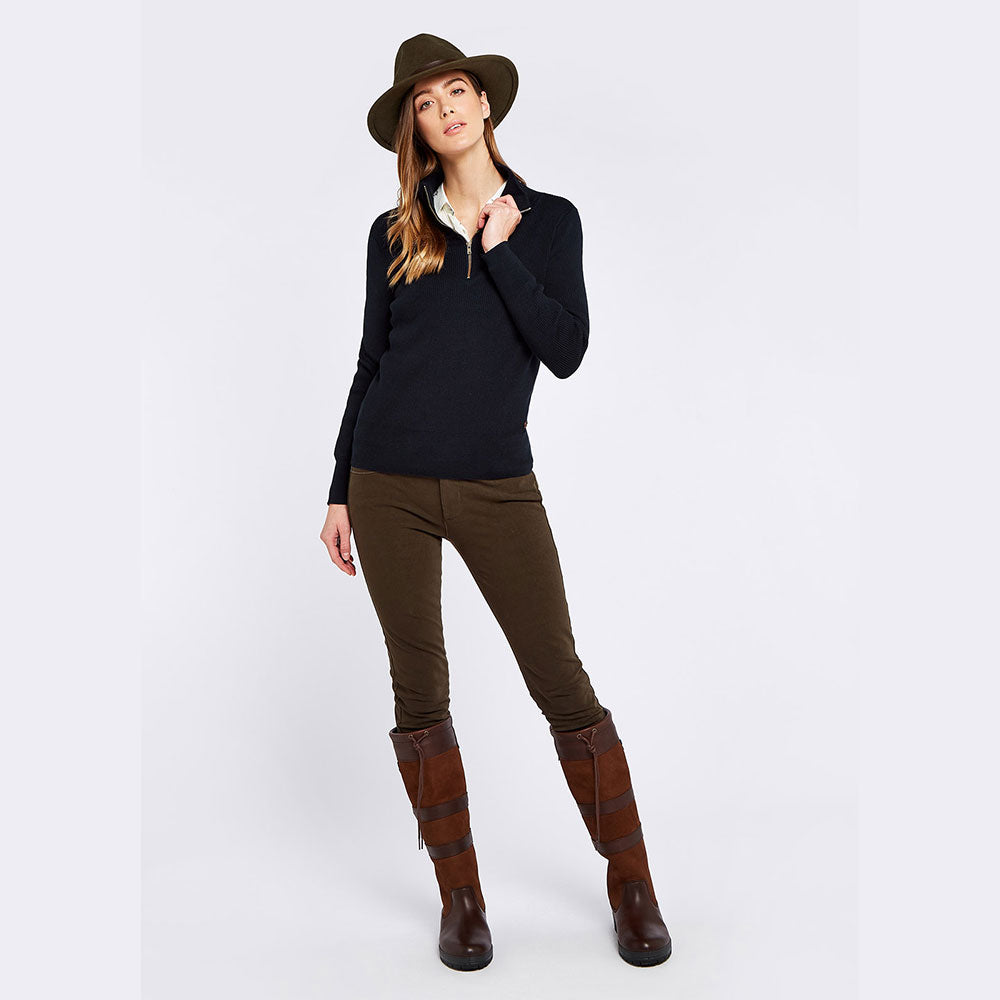 Dubarry Women's Newtown Zip Neck Jumper in Navy