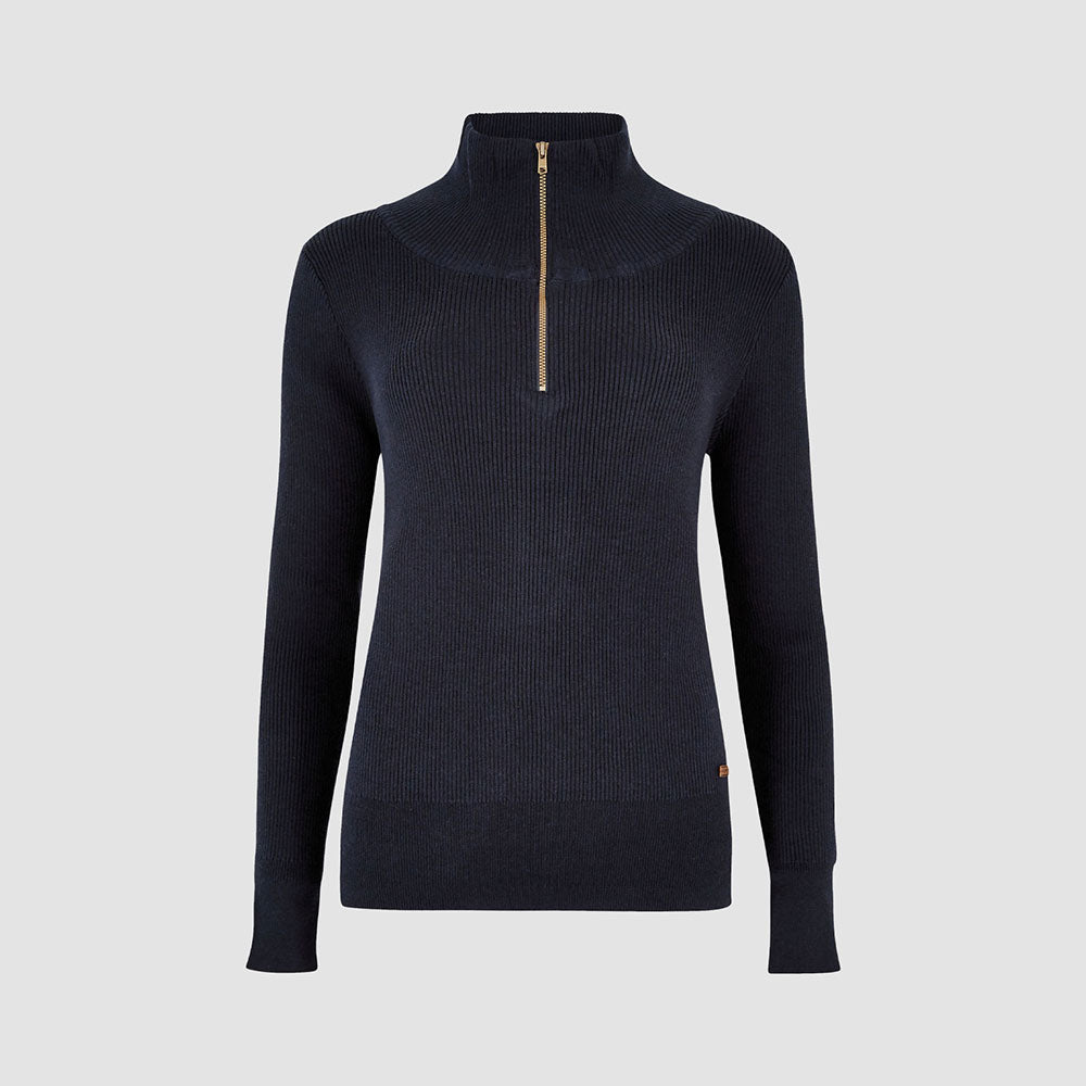 Dubarry Women's Newtown Zip Neck Jumper in Navy