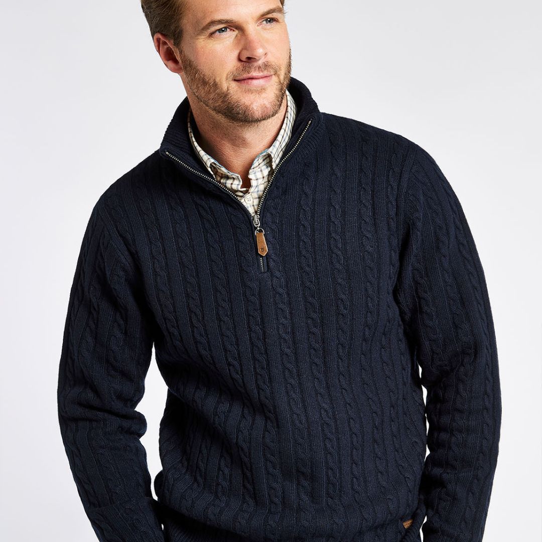 Dubarry Men's Cronin Zip Neck Jumper in Navy